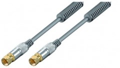 SAT-Kabel mit Ferriten, Metall F-Stecker, vergoldet, 1,5 m